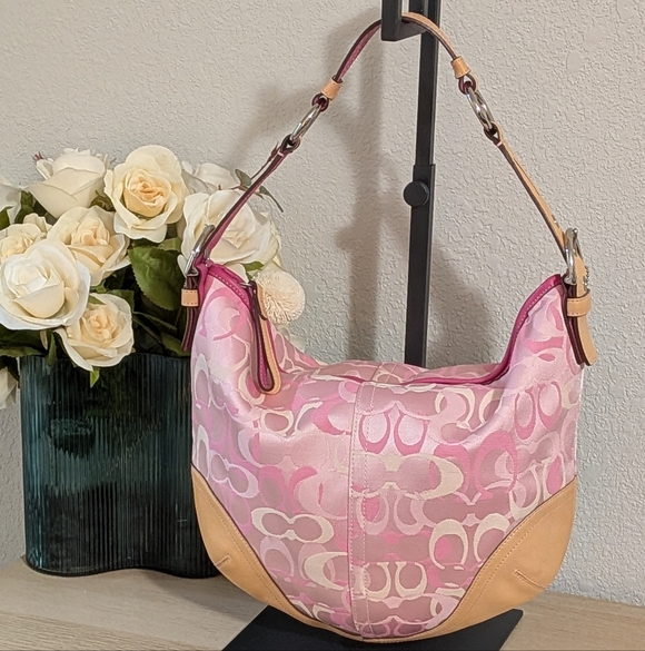 Y2K Coach Optic Hobo Bag & Wallet Signature Pink Jacquard & Leather Matching Set - Picture 8 of 17